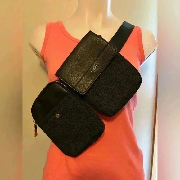 Tutilo New York crossbody adjustable belt bag, black bag, NWT, 2 big pockets - Picture 5 of 10